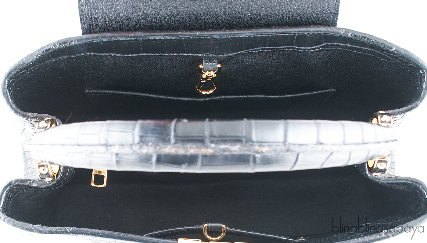 Black Capucines Crocodile MM