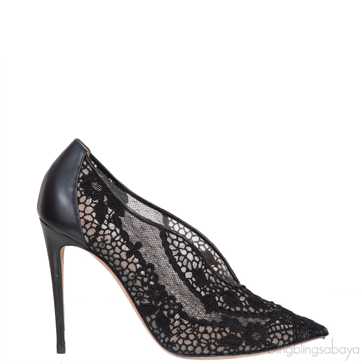 Black Mesh Pointed Toe Heels