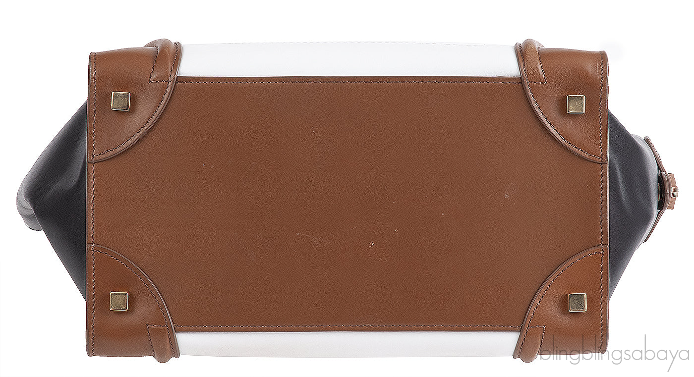 Celine Tri-color White Black & Brown Mini Luggage