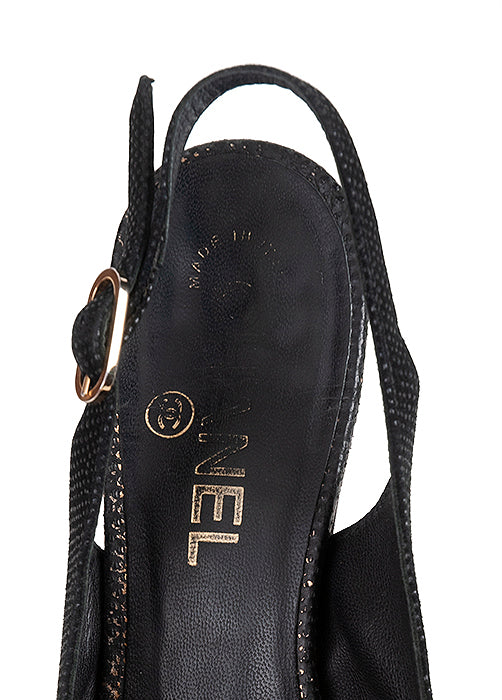 Chanel Black Leather CC Cap Toe Slingback Shoes