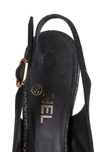 Chanel Black Leather CC Cap Toe Slingback Shoes