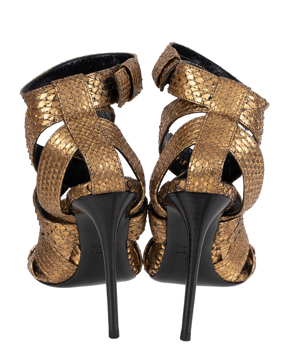 Tom Ford Gold Python Strappy Sandals
