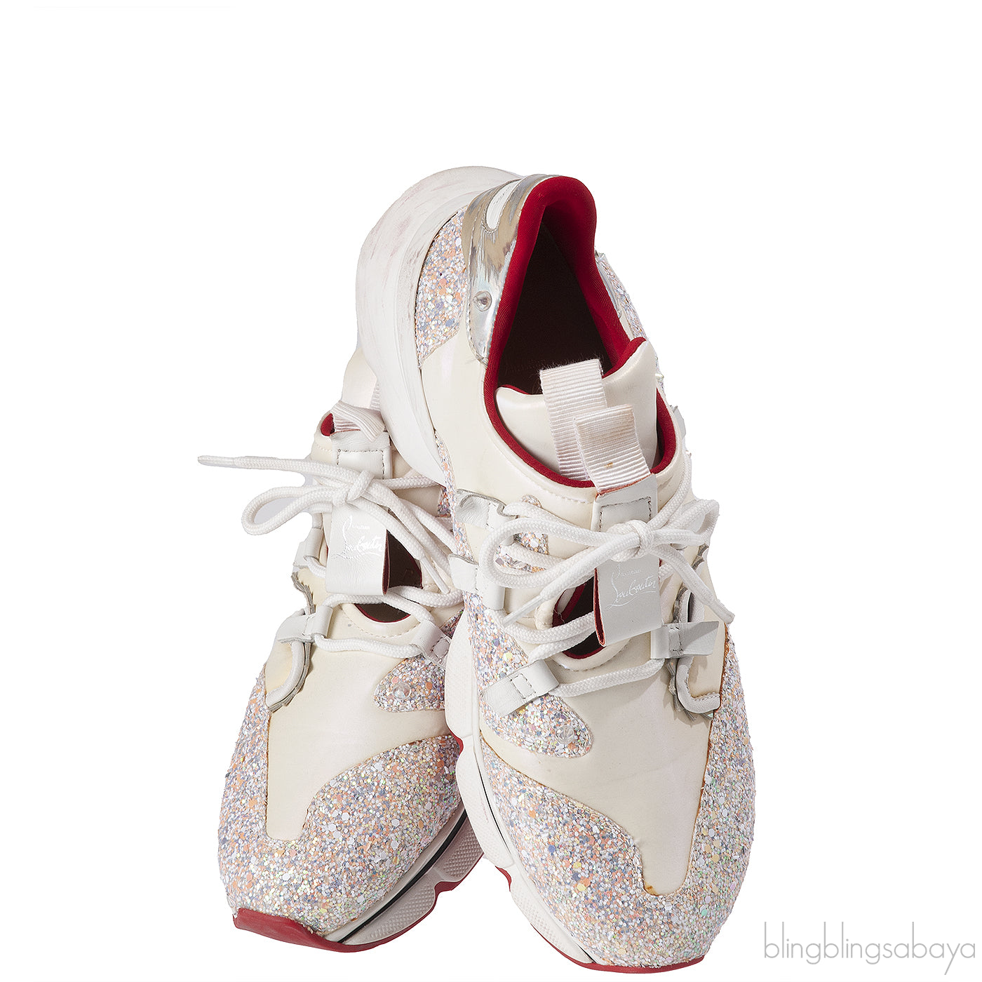 Christian Louboutin White Glitter Donna Sneakers
