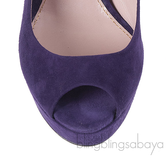 Gucci Purple Suede Slingback Peep Toe