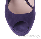Gucci Purple Suede Slingback Peep Toe