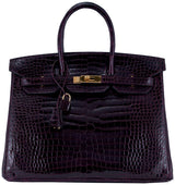Birkin 35 Patent Prune Crocodile