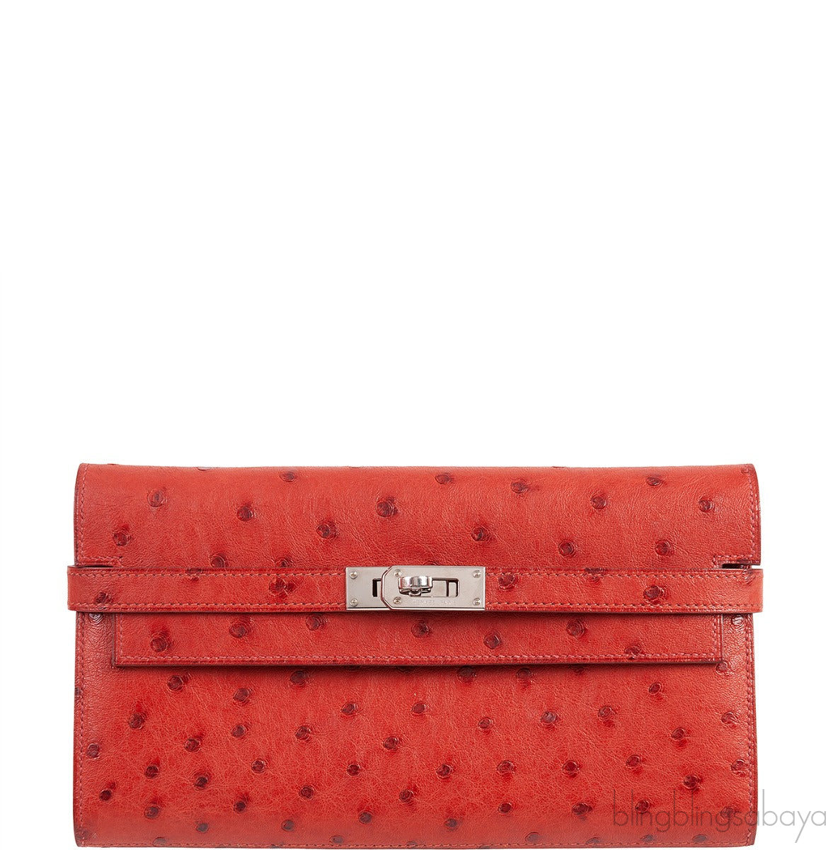 Hermes Kelly Wallet Brick Ostrich Wallet PHW