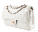 Silver Alligator Medium Flap Bag
