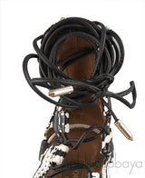 Python Bi-color Lace Up Heels