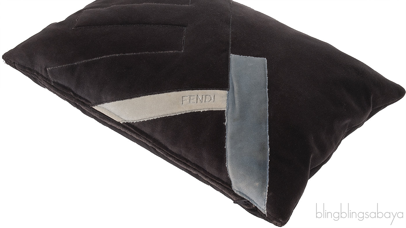 Fendi F Rectangular Grey Cushion