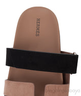 Chypre Rose Perle and Black Suede Sandals
