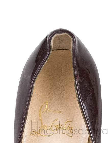 Plum Patent Peep Toe Pump