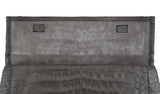 Nancy Gonzalez Grey Fold-Over Crocodile Clutch