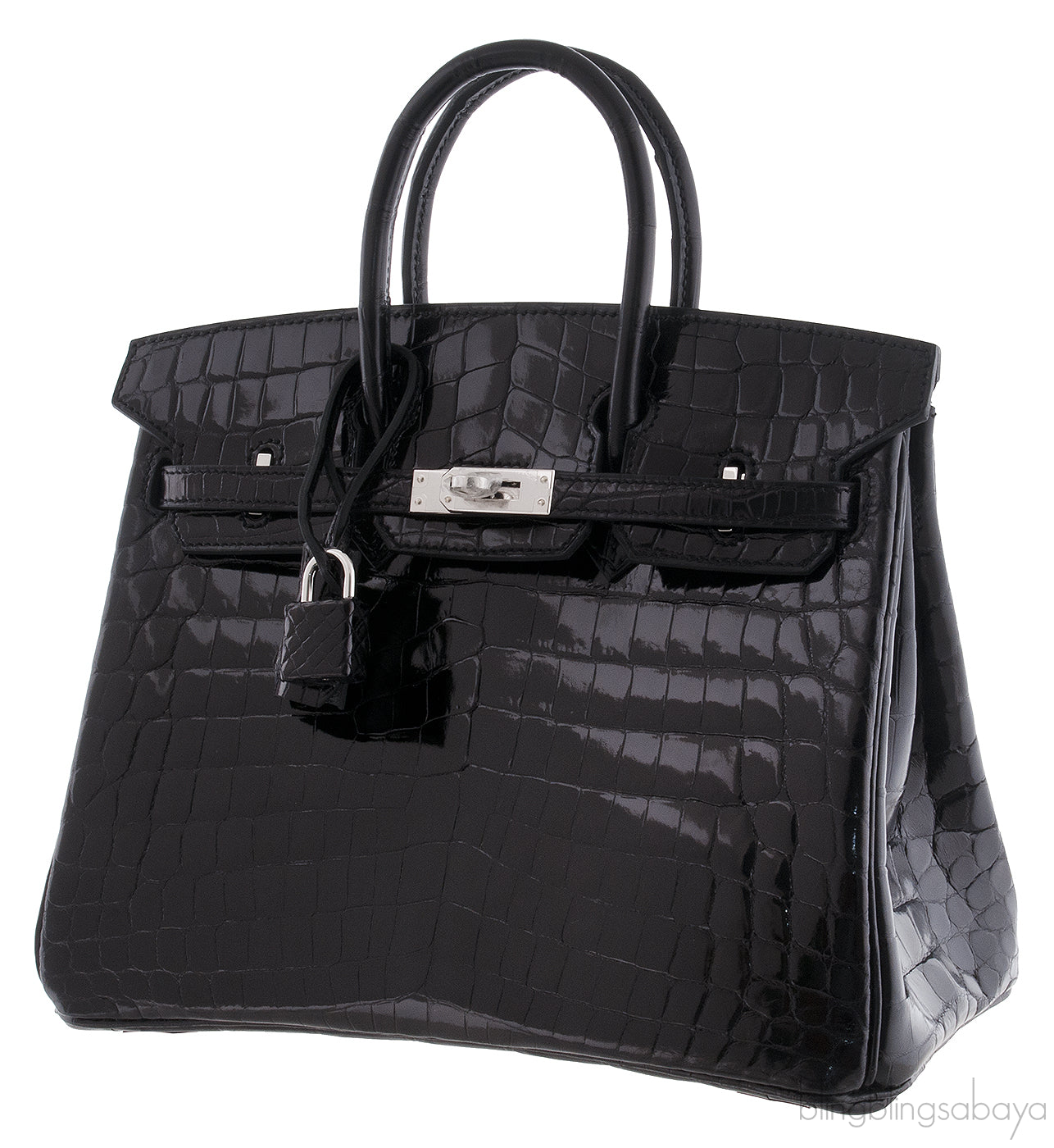 Birkin 25 Black Crocodile PHW