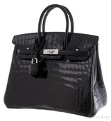 Birkin 25 Black Crocodile PHW