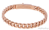 Hermes Kelly Gourmette Link 18k Rose Gold Diamonds Bracelet
