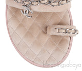 Beige Suede & Chain Sandals