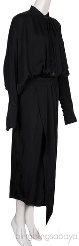 Black Asymmetric Midi Dress