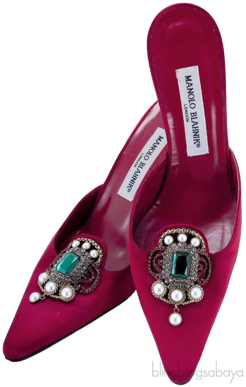 Red Eufra Mid Heel Sandals