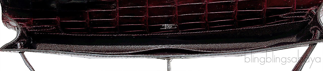 Kelly Cut Porosus Crocodile Bordeaux