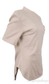 Beige Padded Shoulder T-shirt