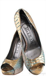 Python Multi-color Peep Toe Heels