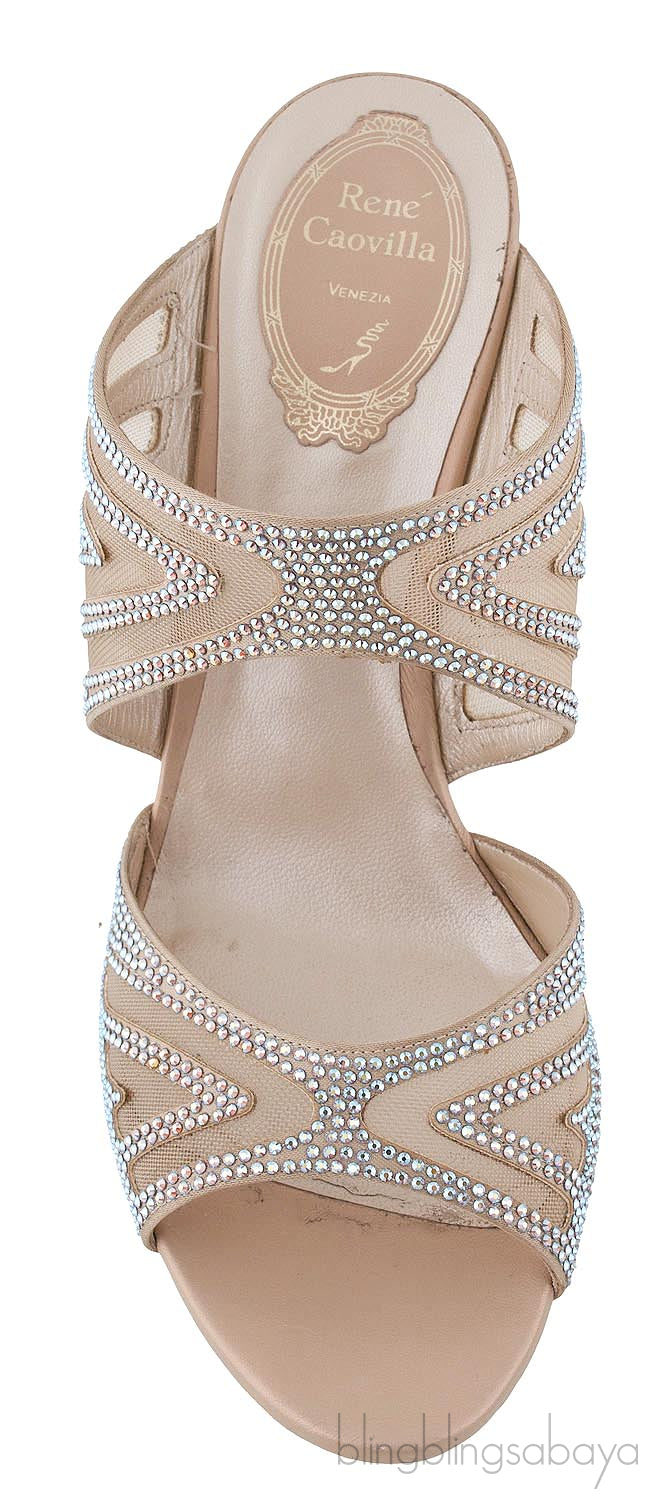 Mesh Crystal Wedge Mule