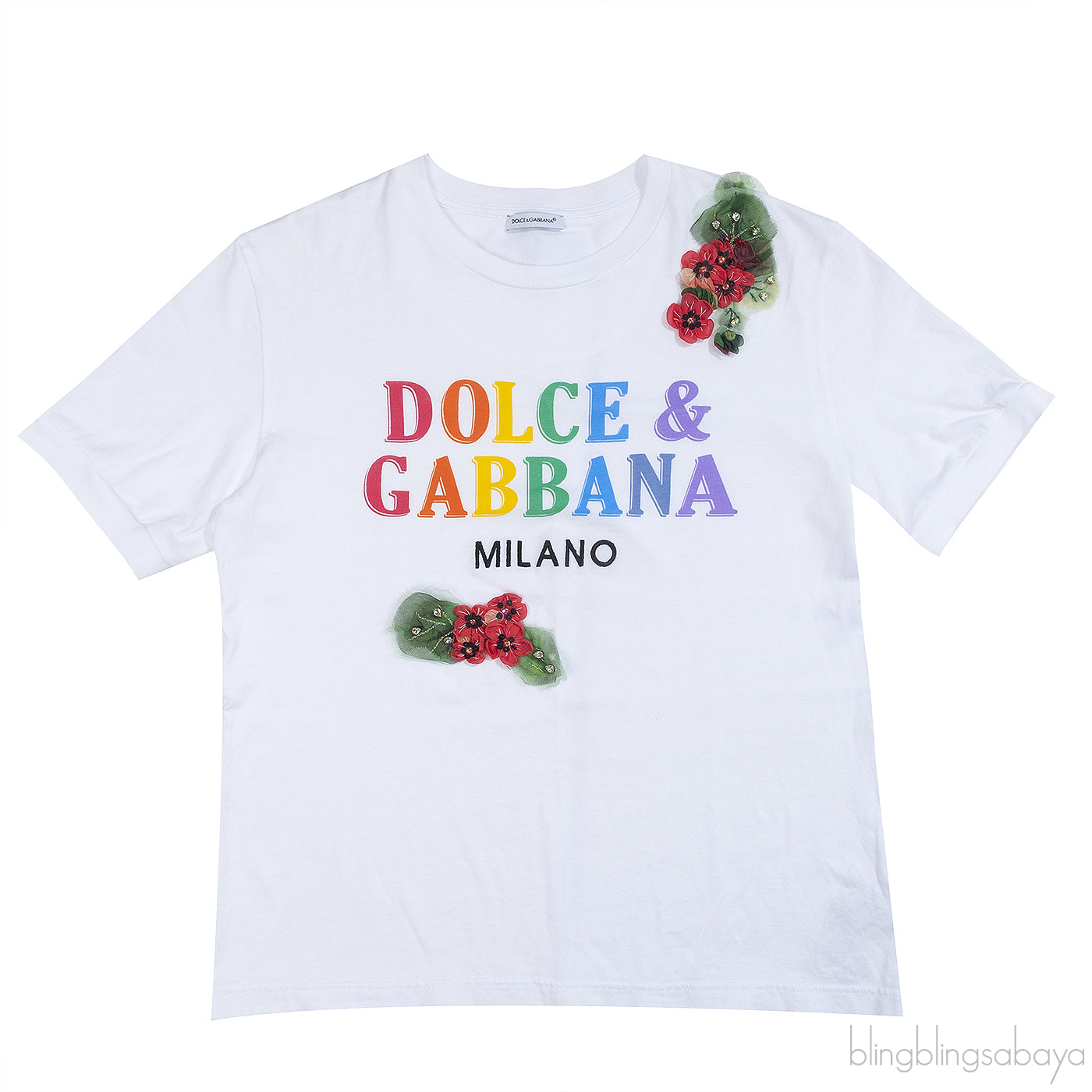 Dolce & Gabbana White Flower Patch Kids T-shirt