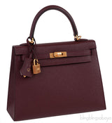 Hermes Special Order Kelly 25 Rouge and Gris Perle Epsom Sellier BGHW