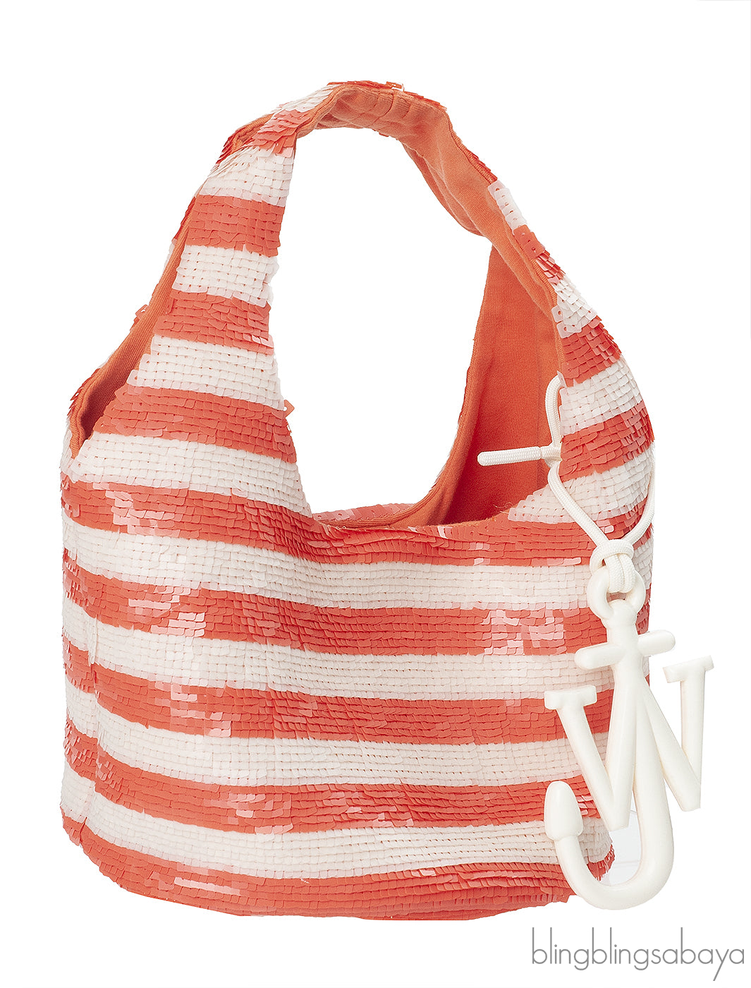 JW Anderson Mini Sequin Orange White Shopper Bag