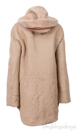 Camel Reversible Leather Hooded Jacket