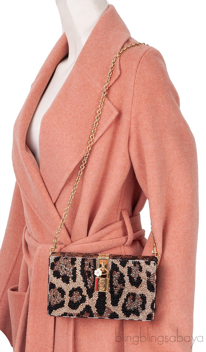 Dolce & Gabbana Leopard Crystal Hard Clutch Shoulder Bag