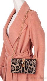 Dolce & Gabbana Leopard Crystal Hard Clutch Shoulder Bag