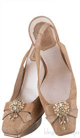 Square Toe Crystal Vamp Heels