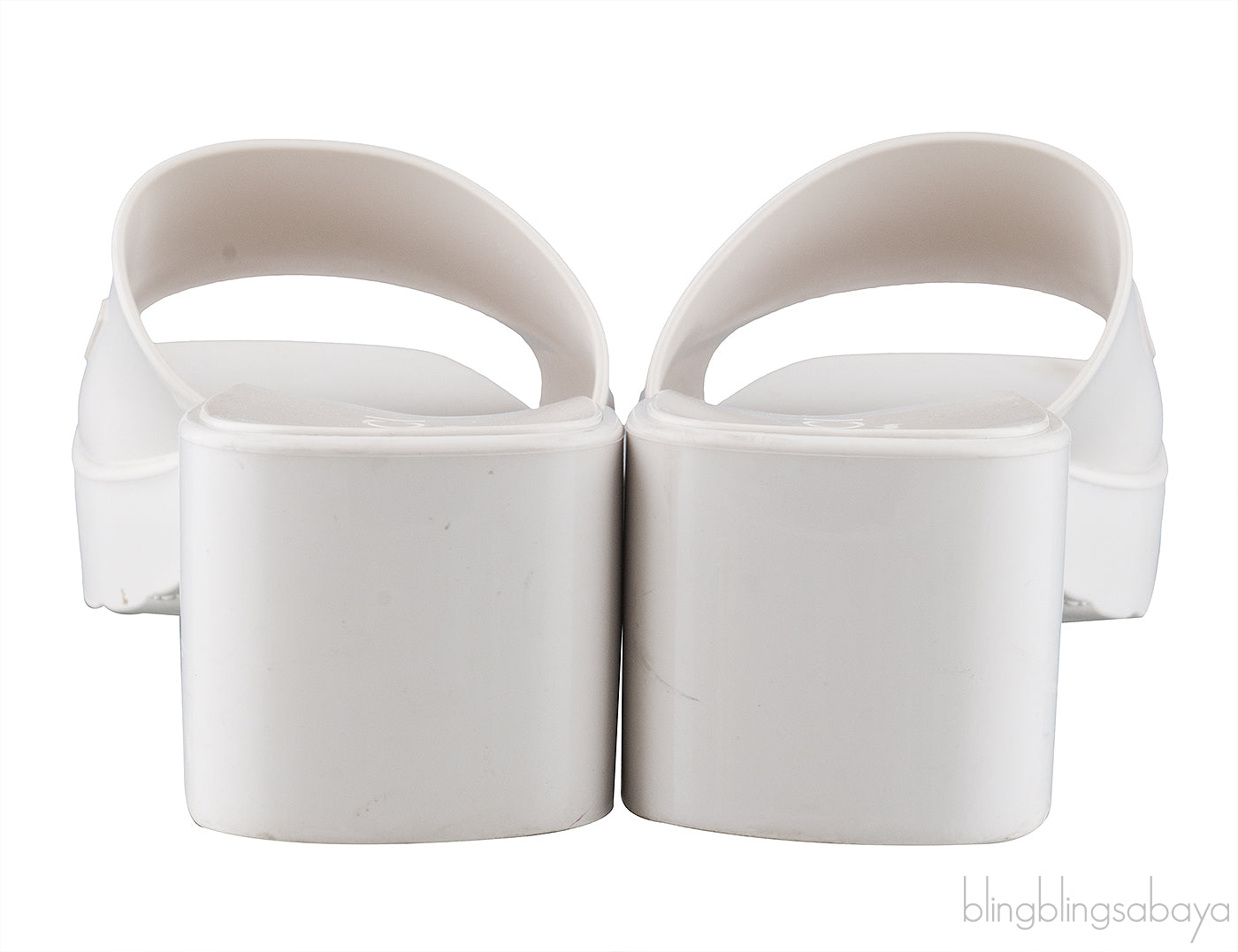 White Rubber Slide Sandals