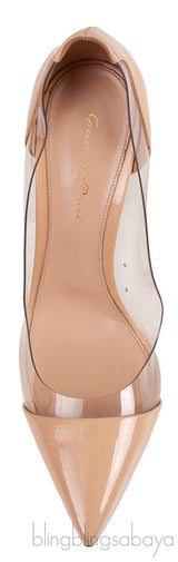 Nude / PVC Pointed Toe Heels