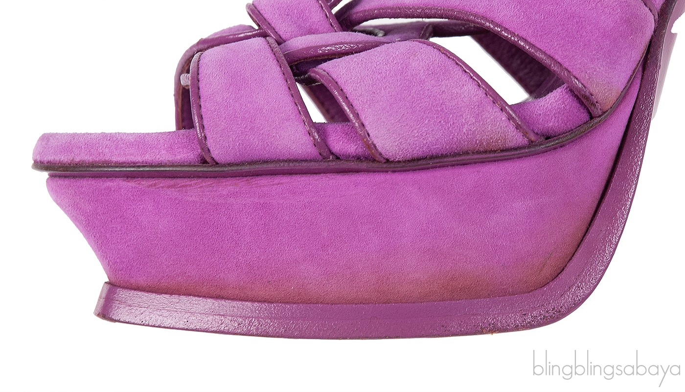 YVES SAINT LAURENT Purple Suede Tribute Sandals