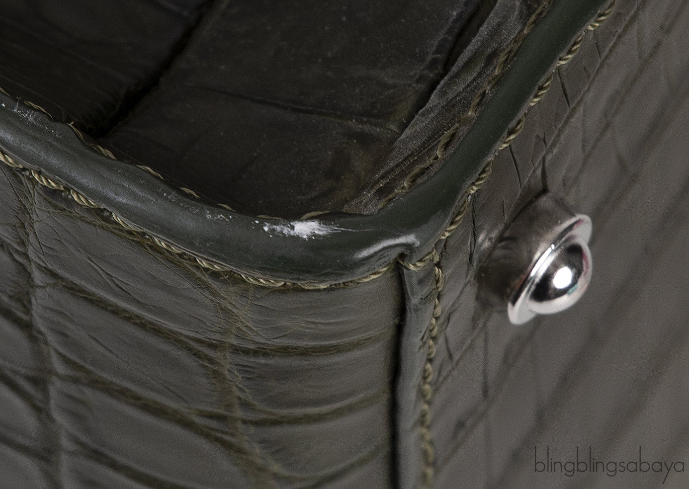 Moss Green Crocodile Top Handle Bag