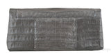 Nancy Gonzalez Grey Fold-Over Crocodile Clutch
