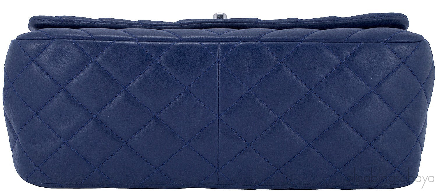 Blue Chevron Quilted Medium Flap Bag
