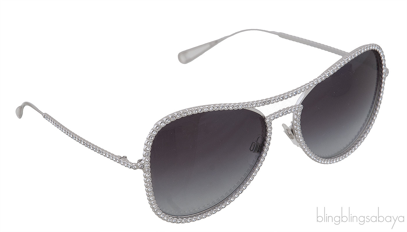 71108 Silver Crystal Aviator Sunglasses