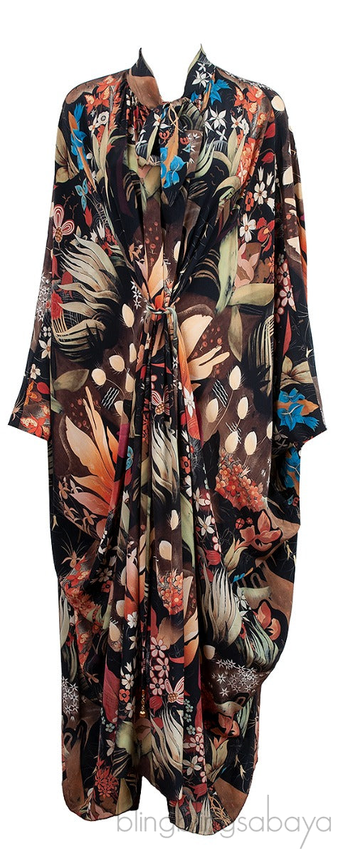 Flamboyant Garden  Print Caftan Dress