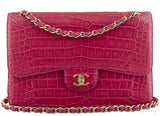 Fuchsia Crocodile Jumbo Flap Bag