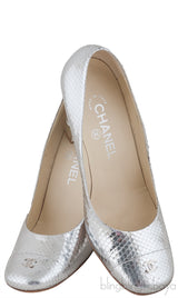 Silver Metallic Python Heels