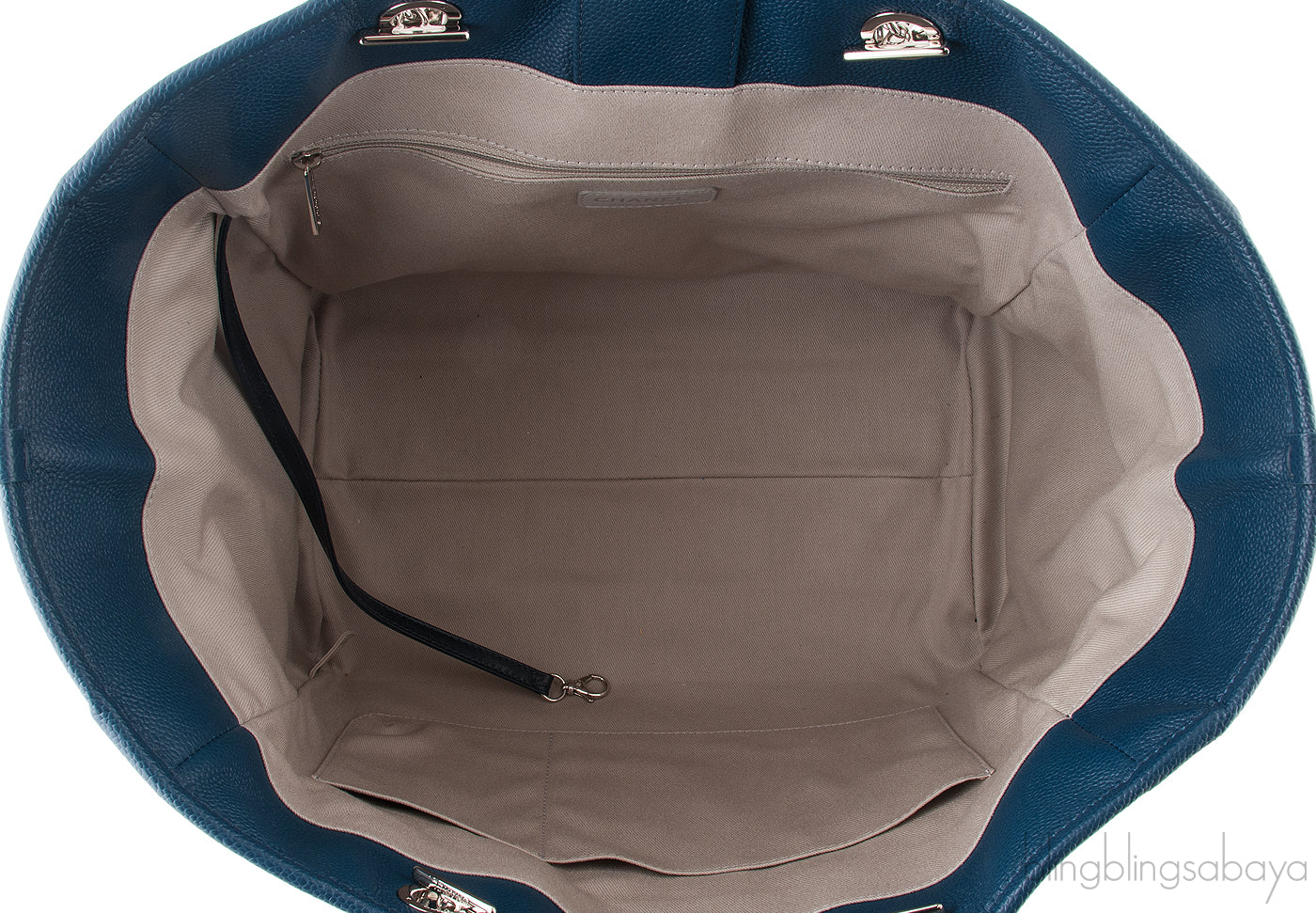 Deauville Large Blue Leather Tote