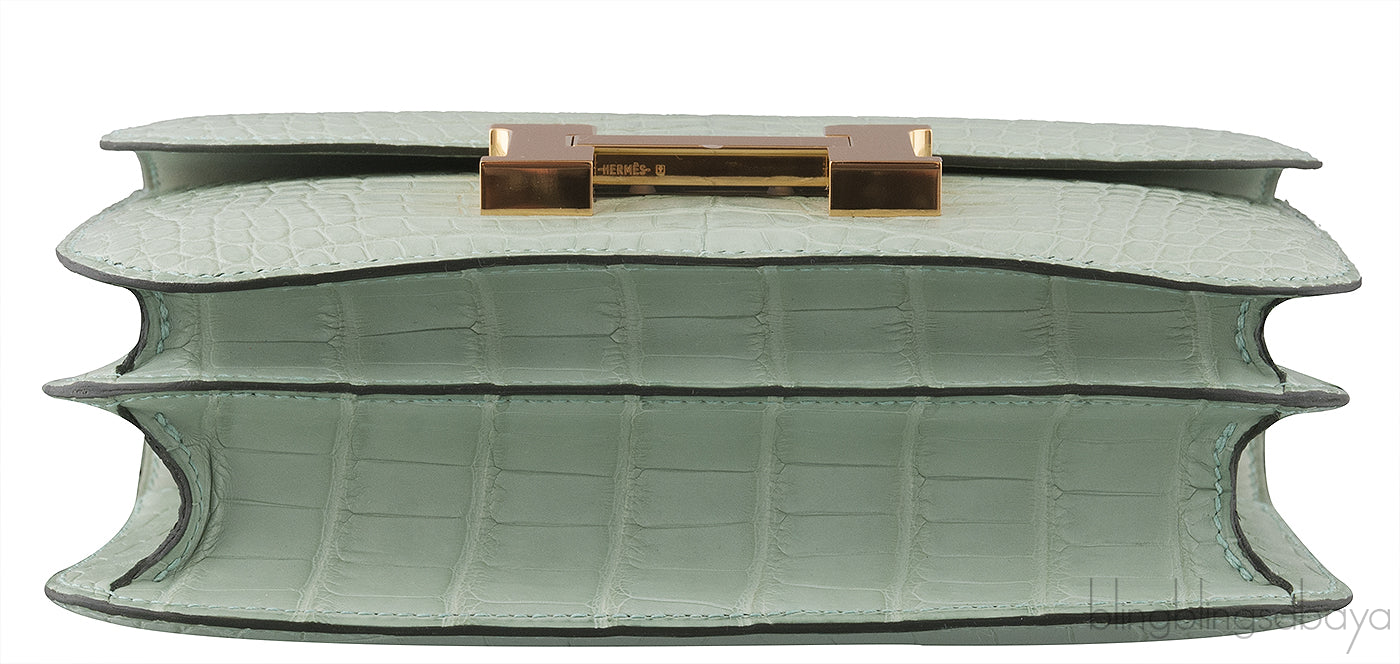 Constance III Mini Crocodile Vert d\'Eau