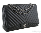 Black Chevron Maxi Flap Bag