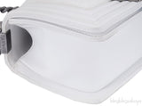 Small Le Boy White Fur Flap Bag