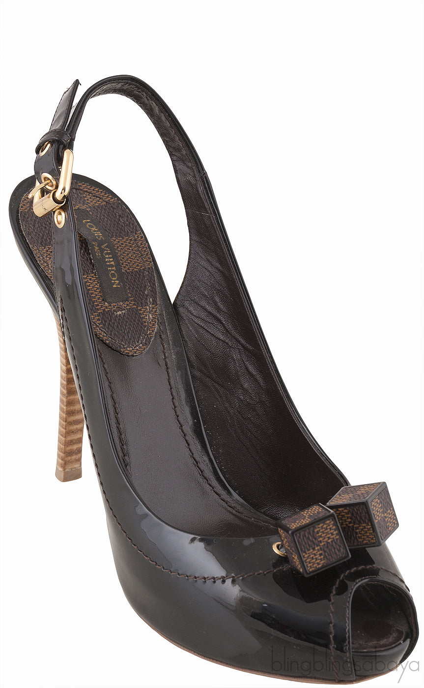 Damier Ebene Slingback Heels
