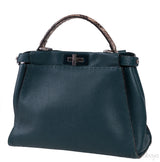 Fendi Selleria Peekaboo Dark Green Medium Python Handle Bag